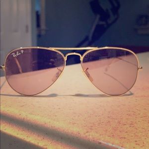 Polarized RAY BANs rose gold color